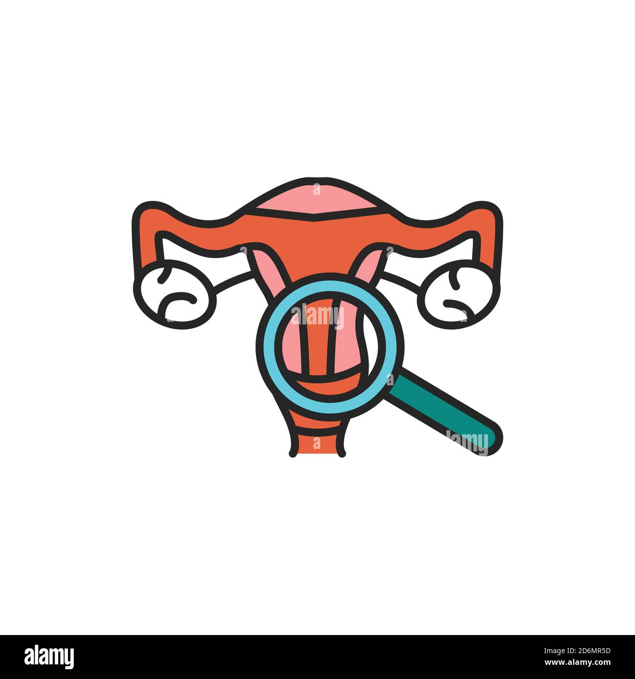 Female reproductive system medical checkup line color icon. Sign for web page, mobile app, button, logo Stock Vector