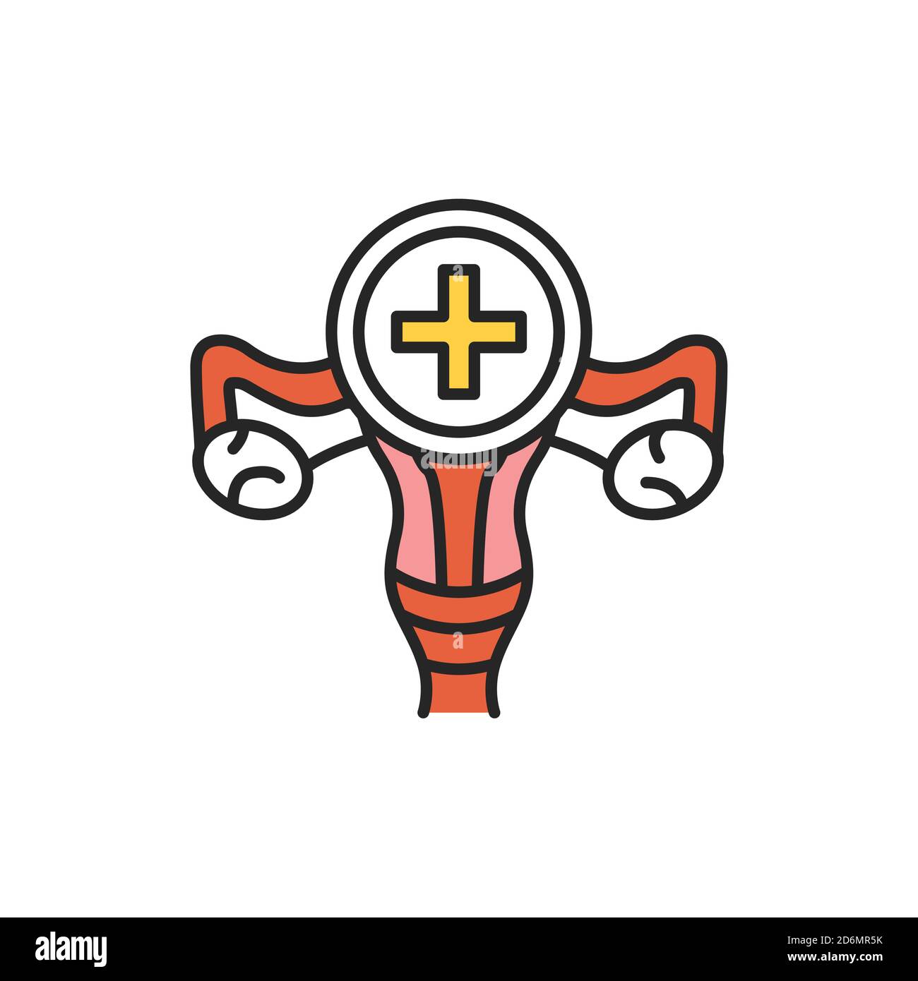 Female reproductive system medical treatment line color icon. Sign for web page, mobile app, button, logo Stock Vector