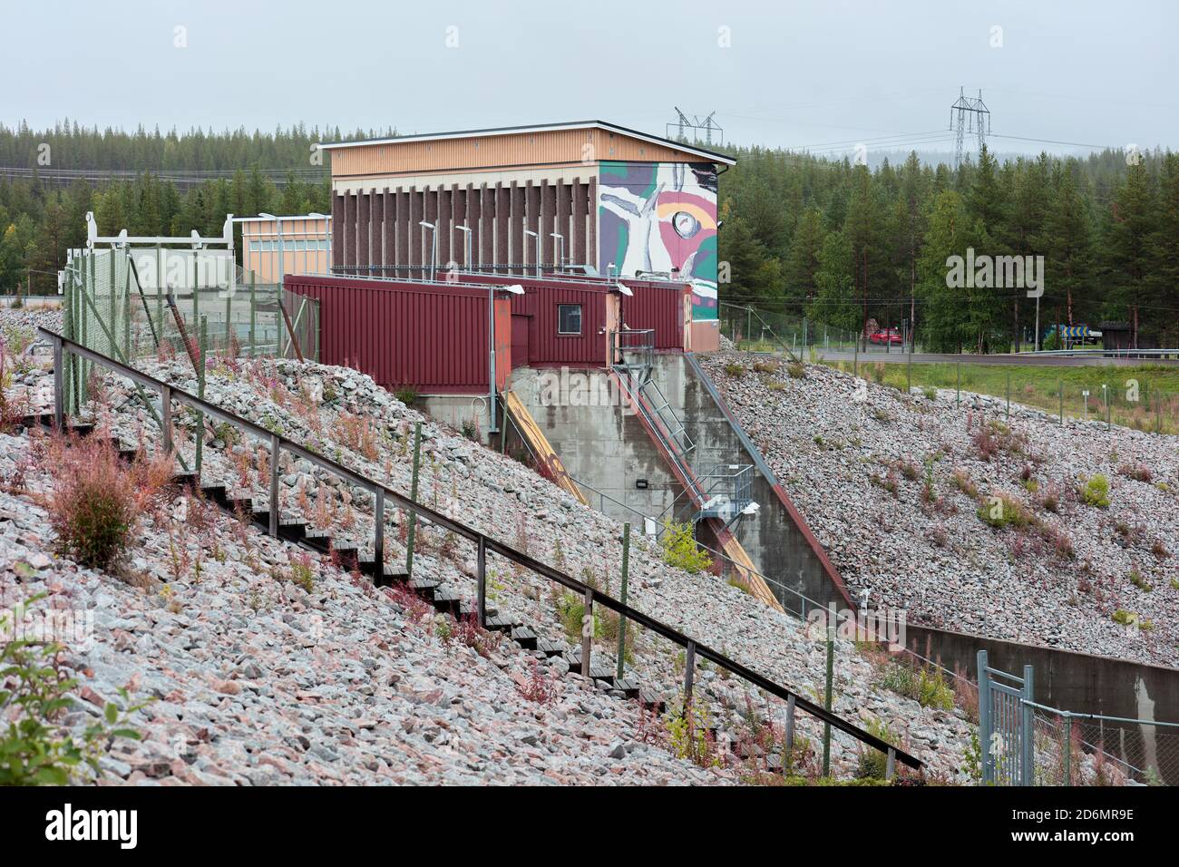 Akkats power plant on Lilla Luleälven in Northern Sweden Stock Photo