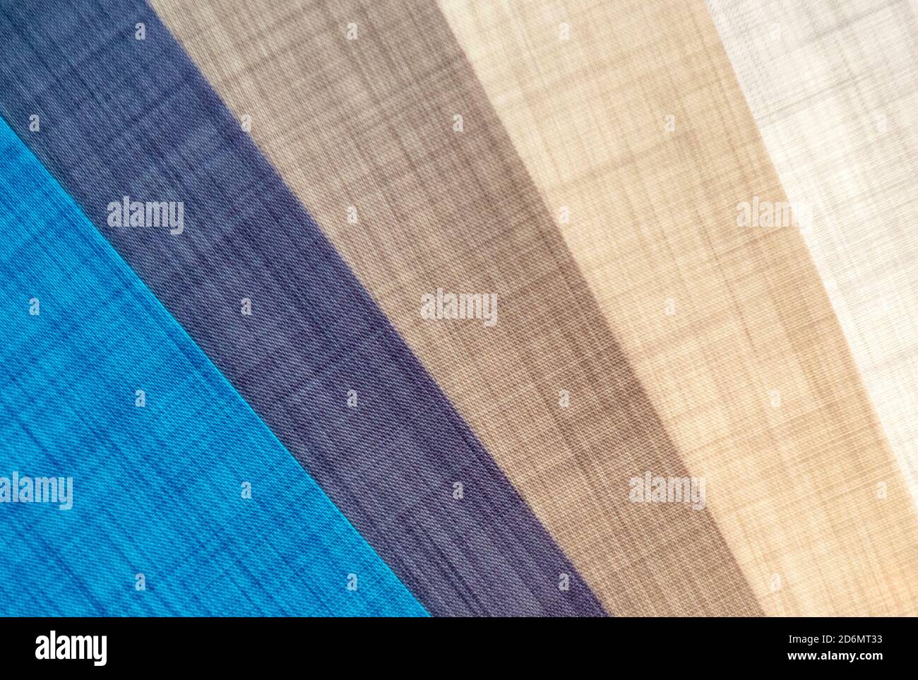 Various natural fabric samples background. Stock Photo