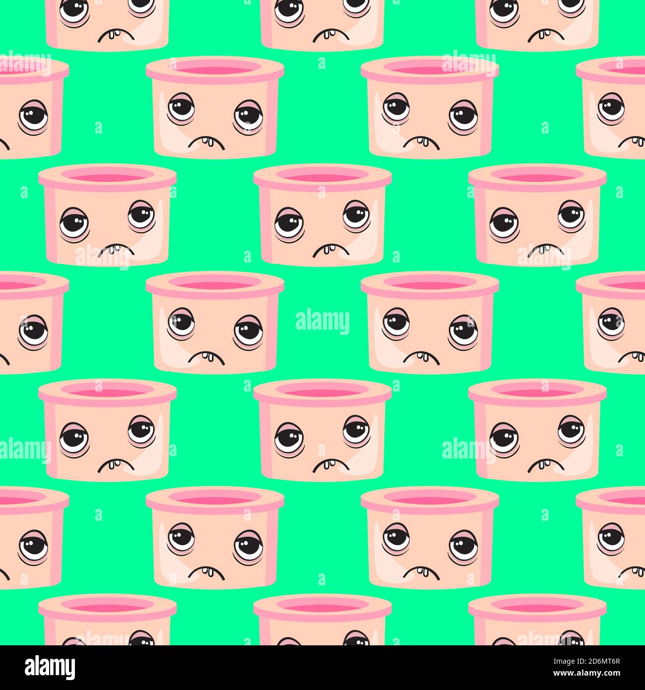 Meal bucket, seamless pattern on mint green background. Stock Vector