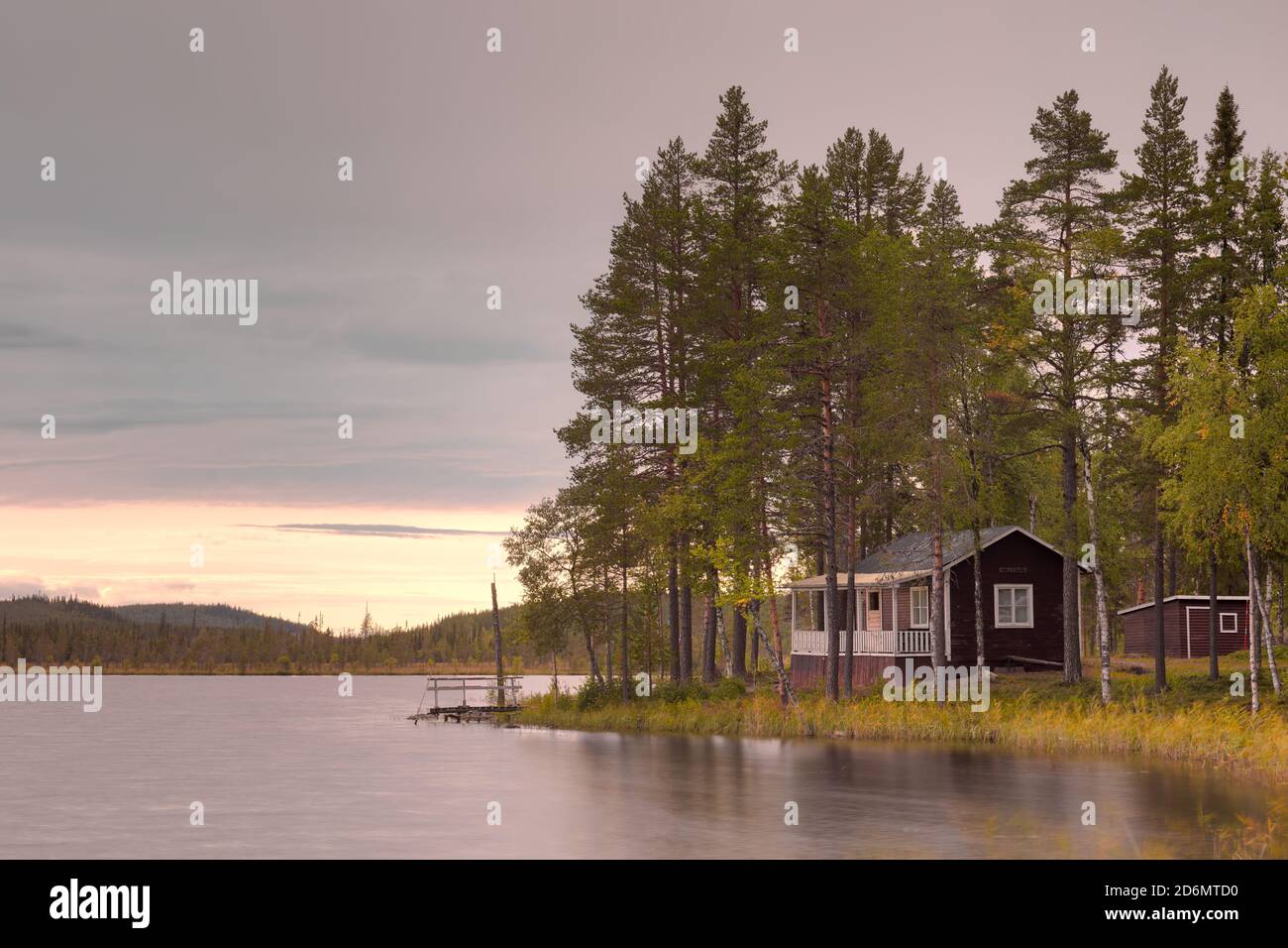 Evening at a lake in Laponia, Northern Sweden Stock Photo