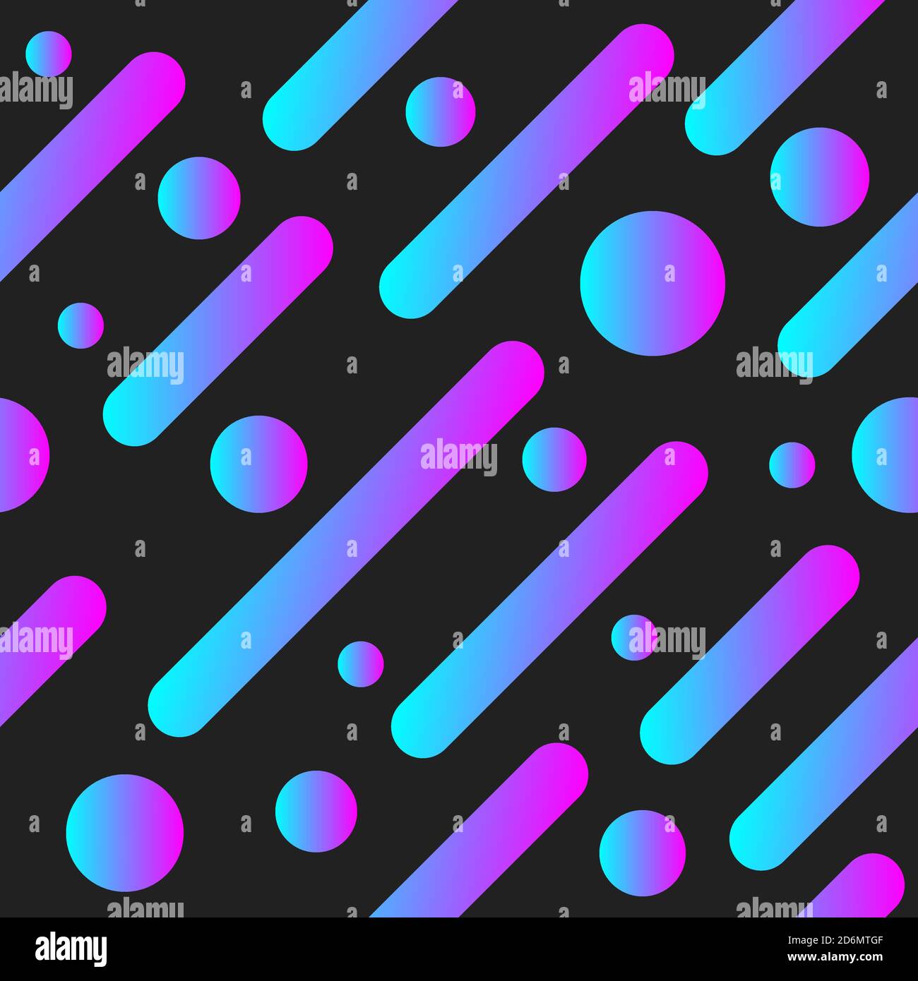 Dynamic diagonal gradient lines and circles. Color seamless abstract pattern Stock Vector