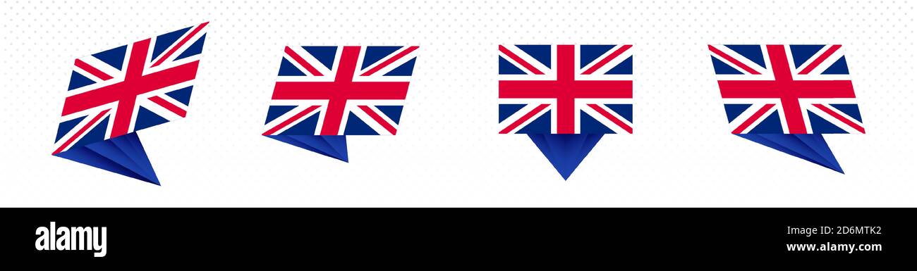 Flag of United Kingdom in modern abstract design, vector flag set Stock ...