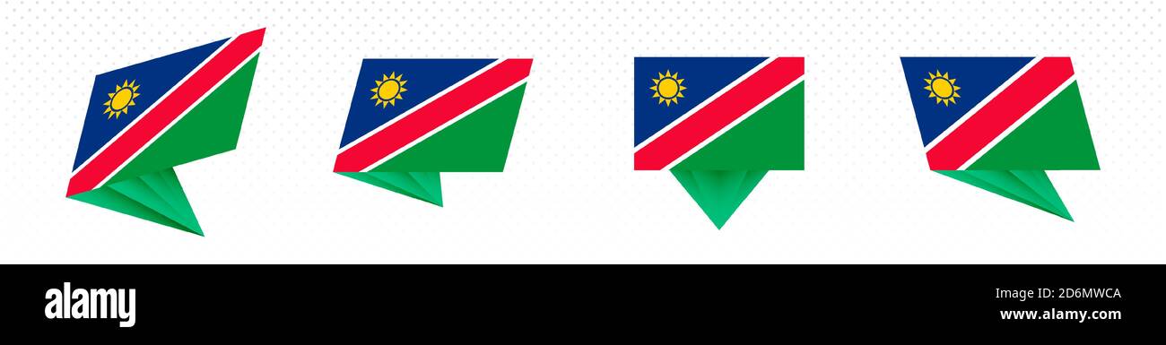 Flag of Namibia in modern abstract design, vector flag set. Stock Vector