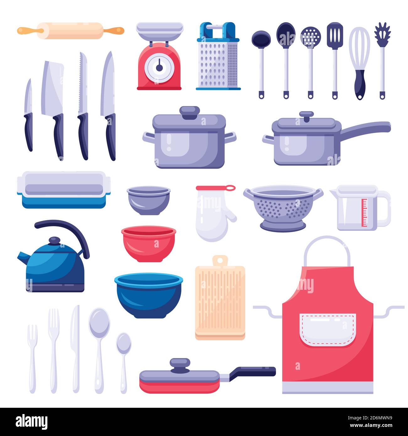 Flat Design Concept Icons Kitchen Utensils Chef Cooking Tools