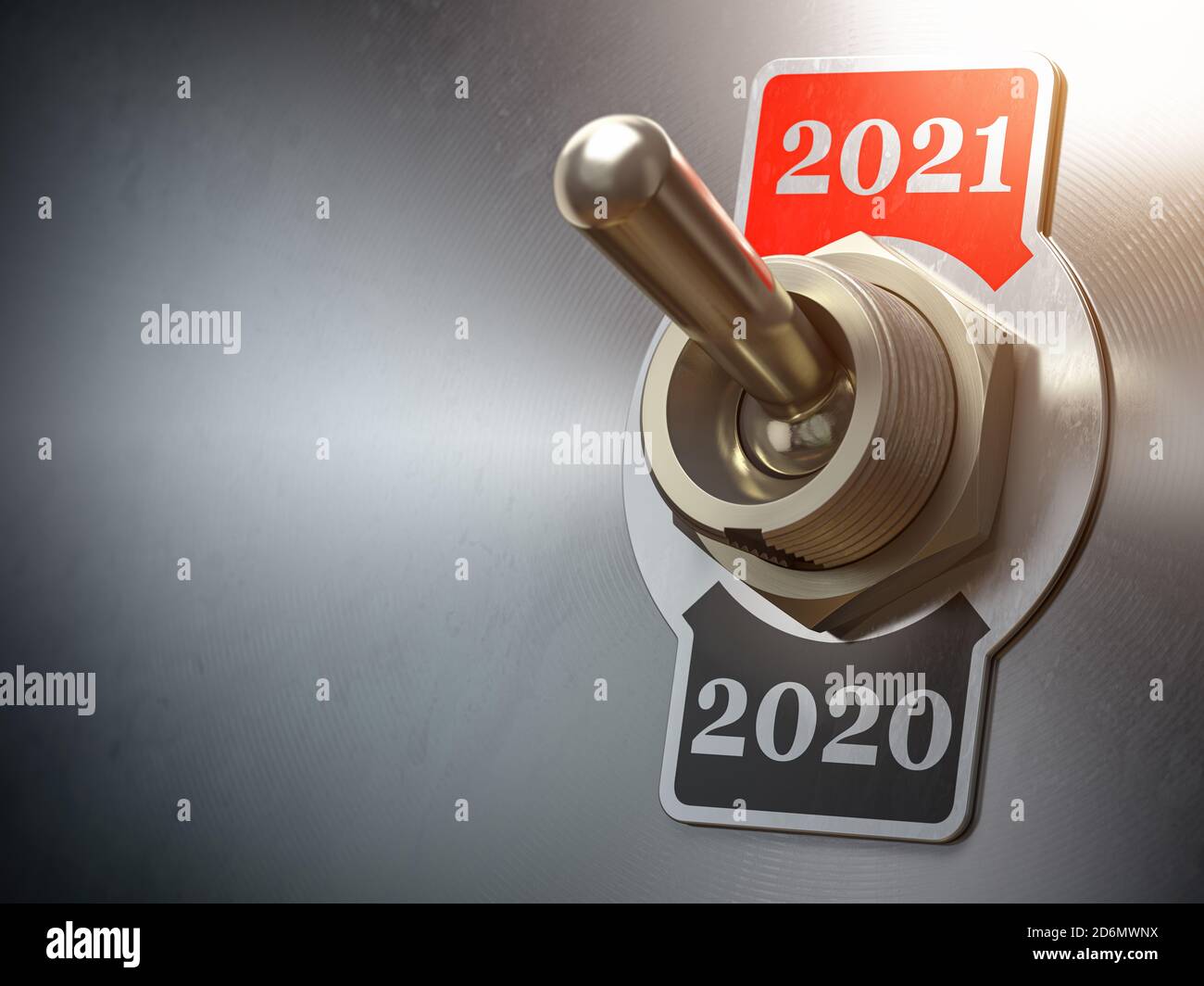 2021 new year change. Vintage switch toggle with numbers 2020 and 2021