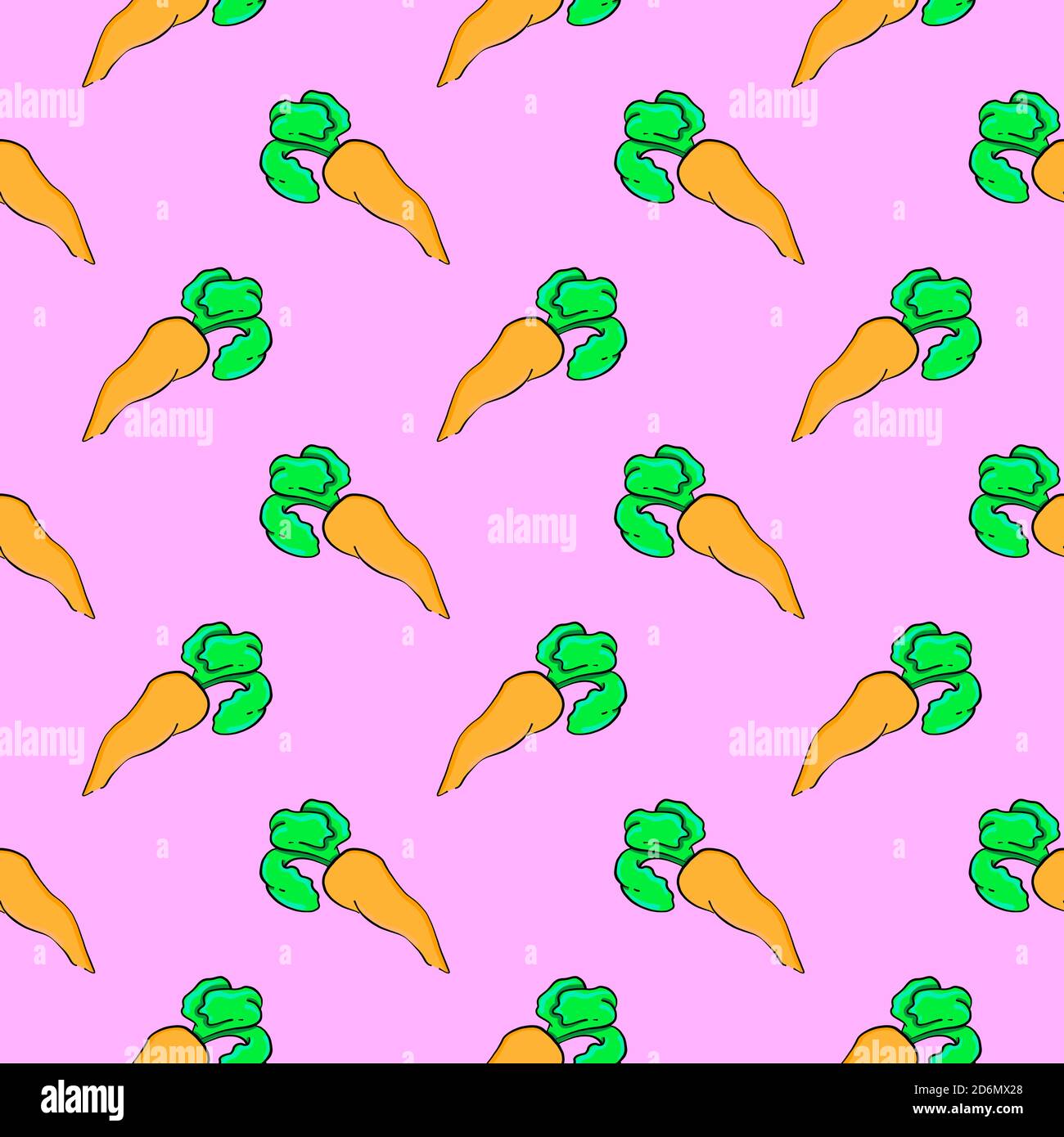Baby carrots, seamless pattern on pink background. Stock Vector