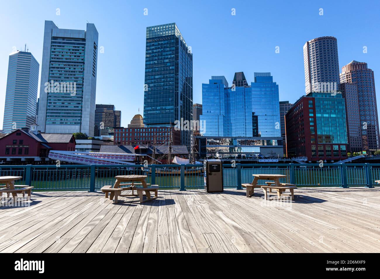 Financial District from harborwalk, Boston, Massachusetts, USA Stock Photo