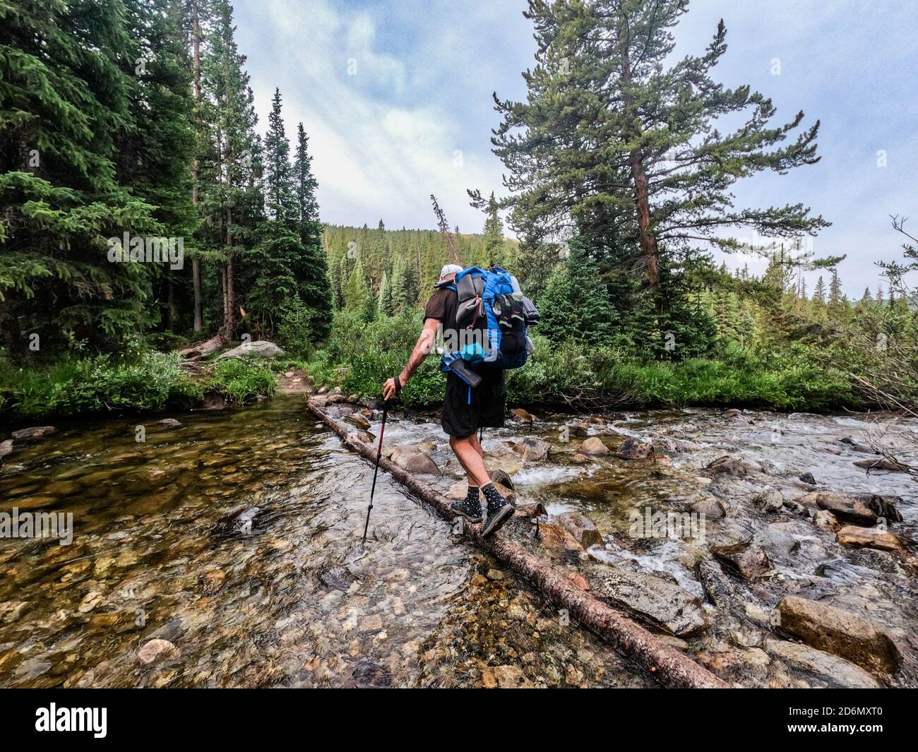 Crossing South Texas Creek, Colorado Trail, Colorado Stock Photo