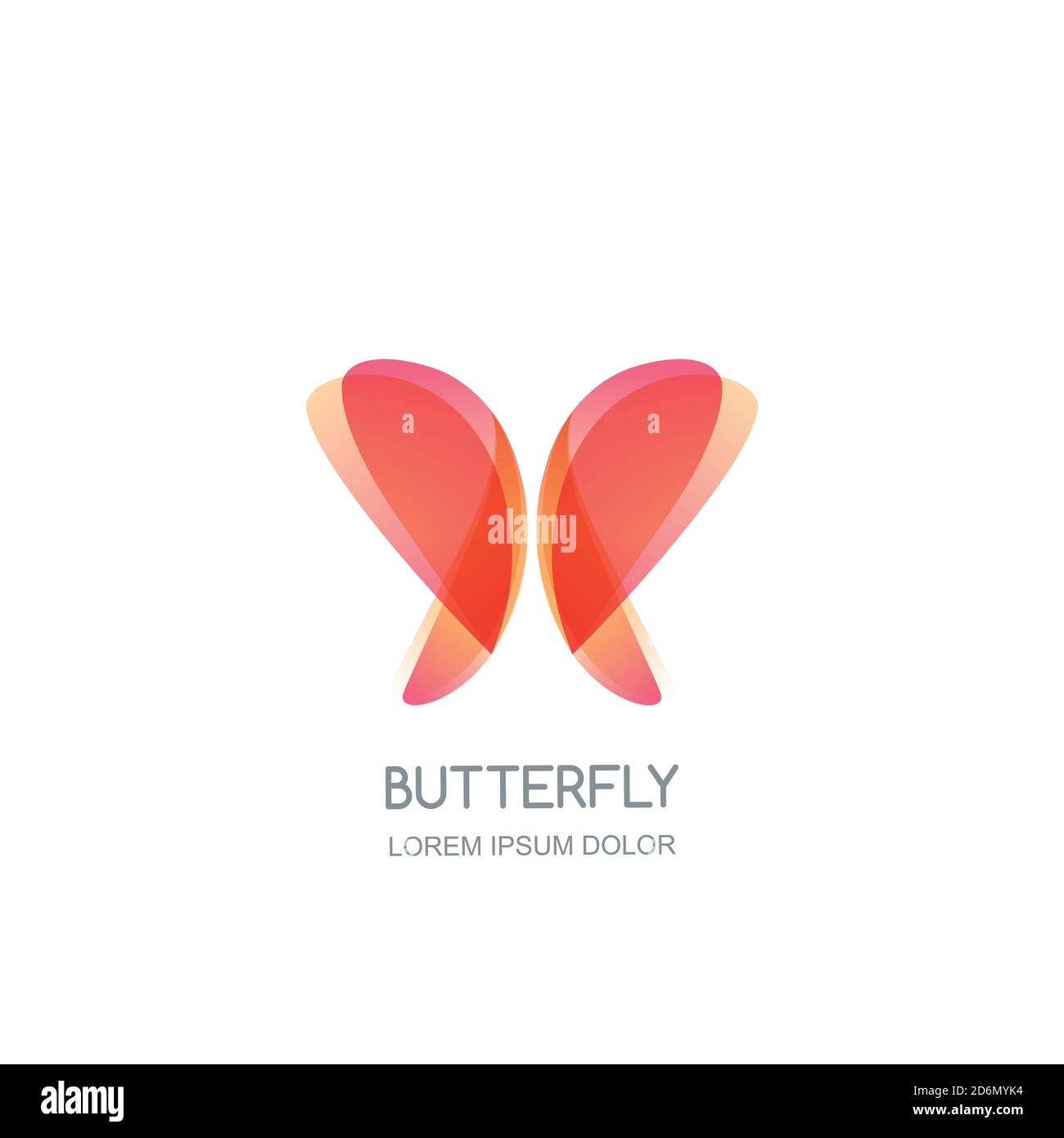 Butterfly logo emblem design template. Vector colorful gradient abstract beauty icon. Spa salon, cosmetics brand, jewelry or accessories concept. Stock Vector