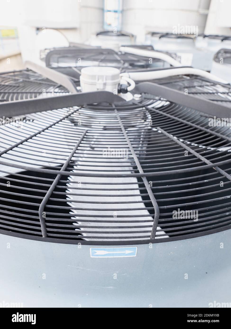 Air conditioner unit fan rotating. Industrial air conditioning system