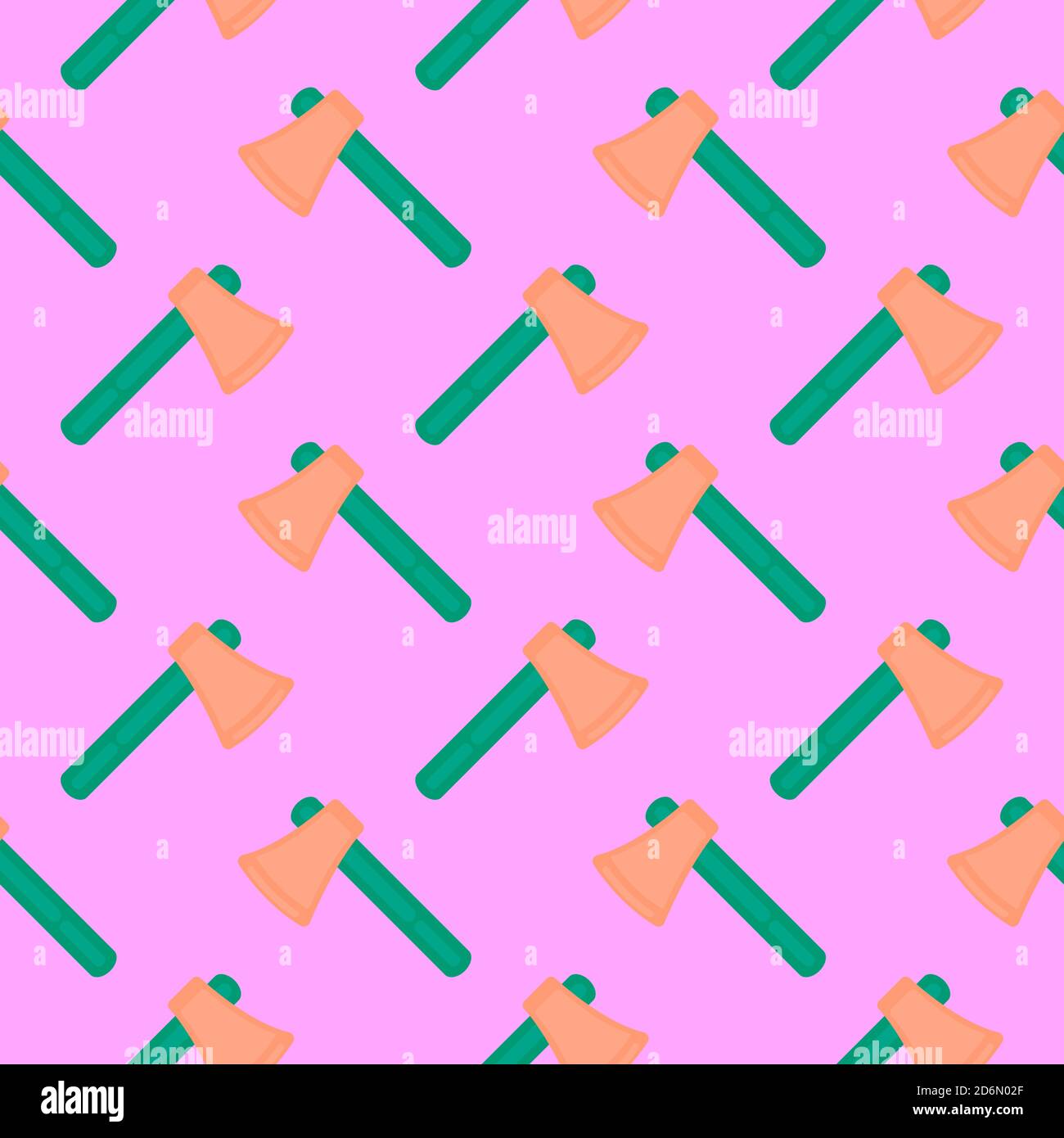 Little ax, seamless pattern on pink background. Stock Vector