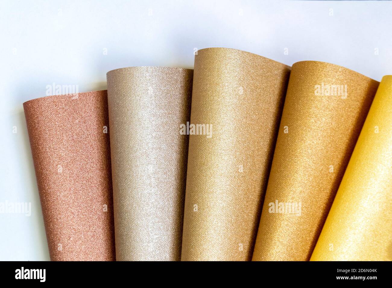Various fabric samples background - selective focus Stock Photo
