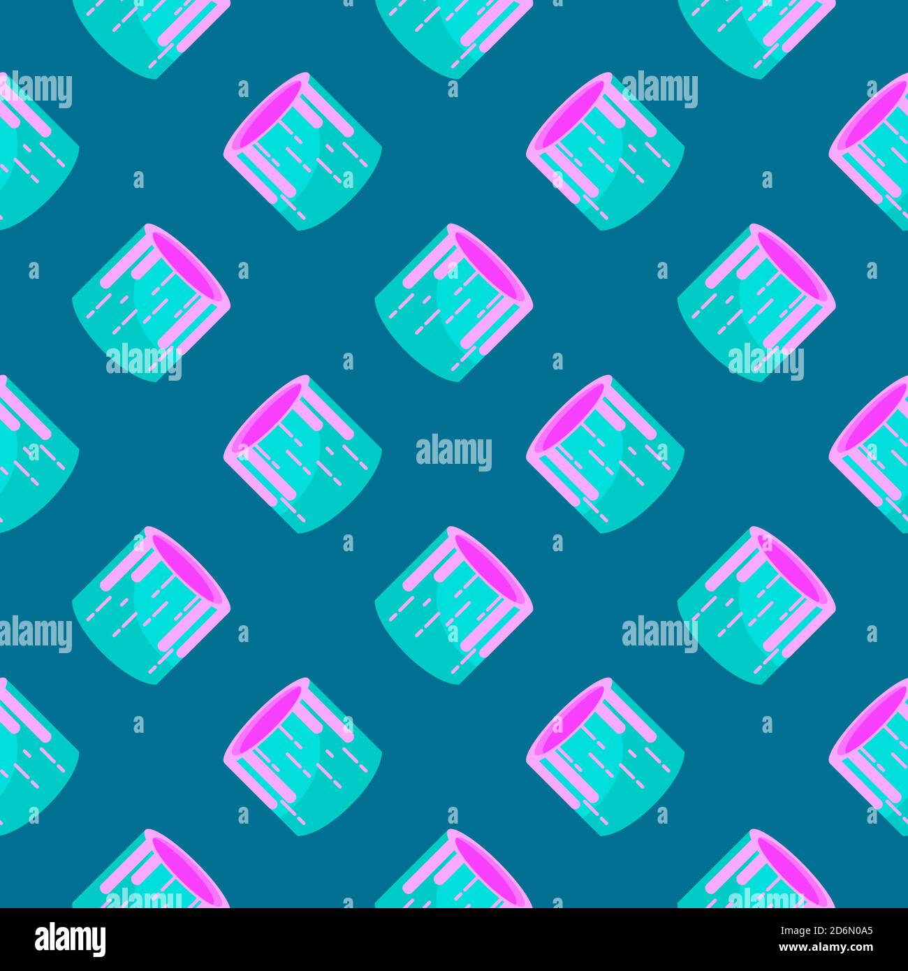 Cute color jar, seamless pattern on blue background. Stock Vector
