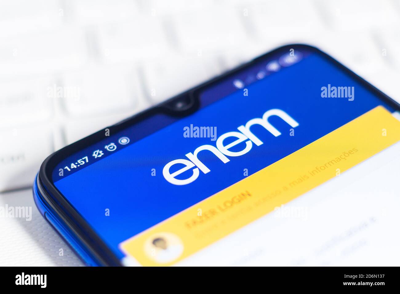 Brazil. 16th Oct, 2020. In this photo illustration the Exame Nacional do Ensino Médio (ENEM) logo seen displayed on a smartphone. Credit: Rafael Henrique/SOPA Images/ZUMA Wire/Alamy Live News Stock Photo