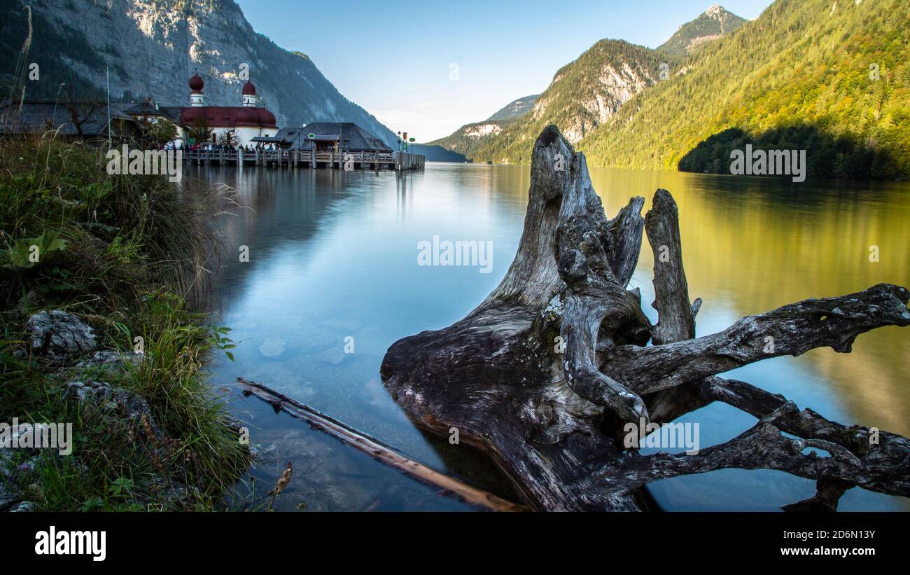 The peaceful surroundings of königssee Stock Photo