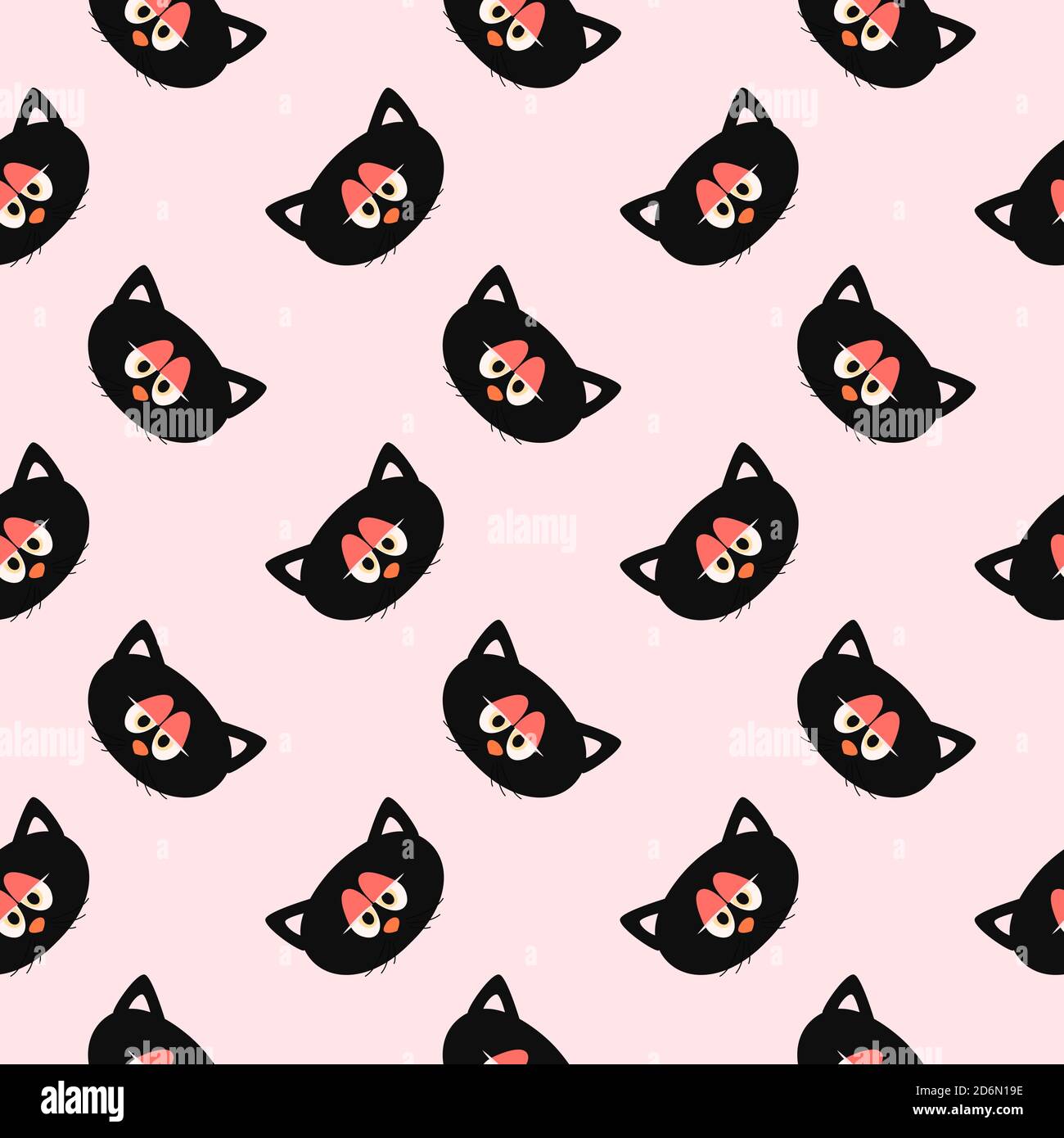 Black cat head, seamless pattern on  background. Stock Vector