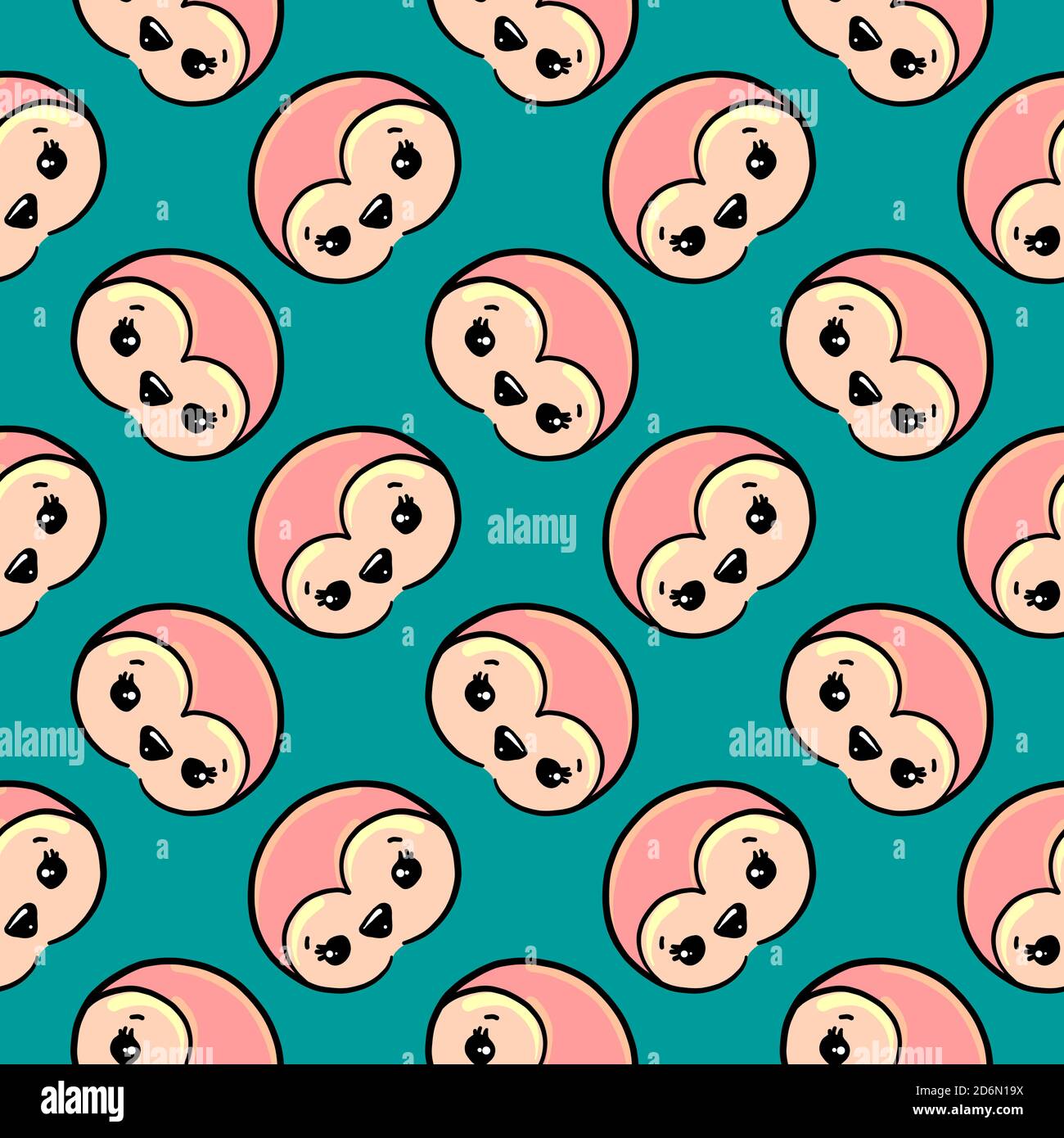 Penguin head, seamless pattern on blue background. Stock Vector