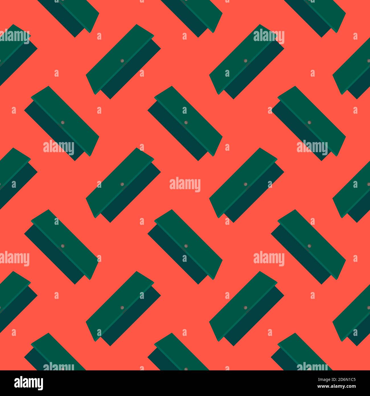 Open door, seamless pattern on red background. Stock Vector