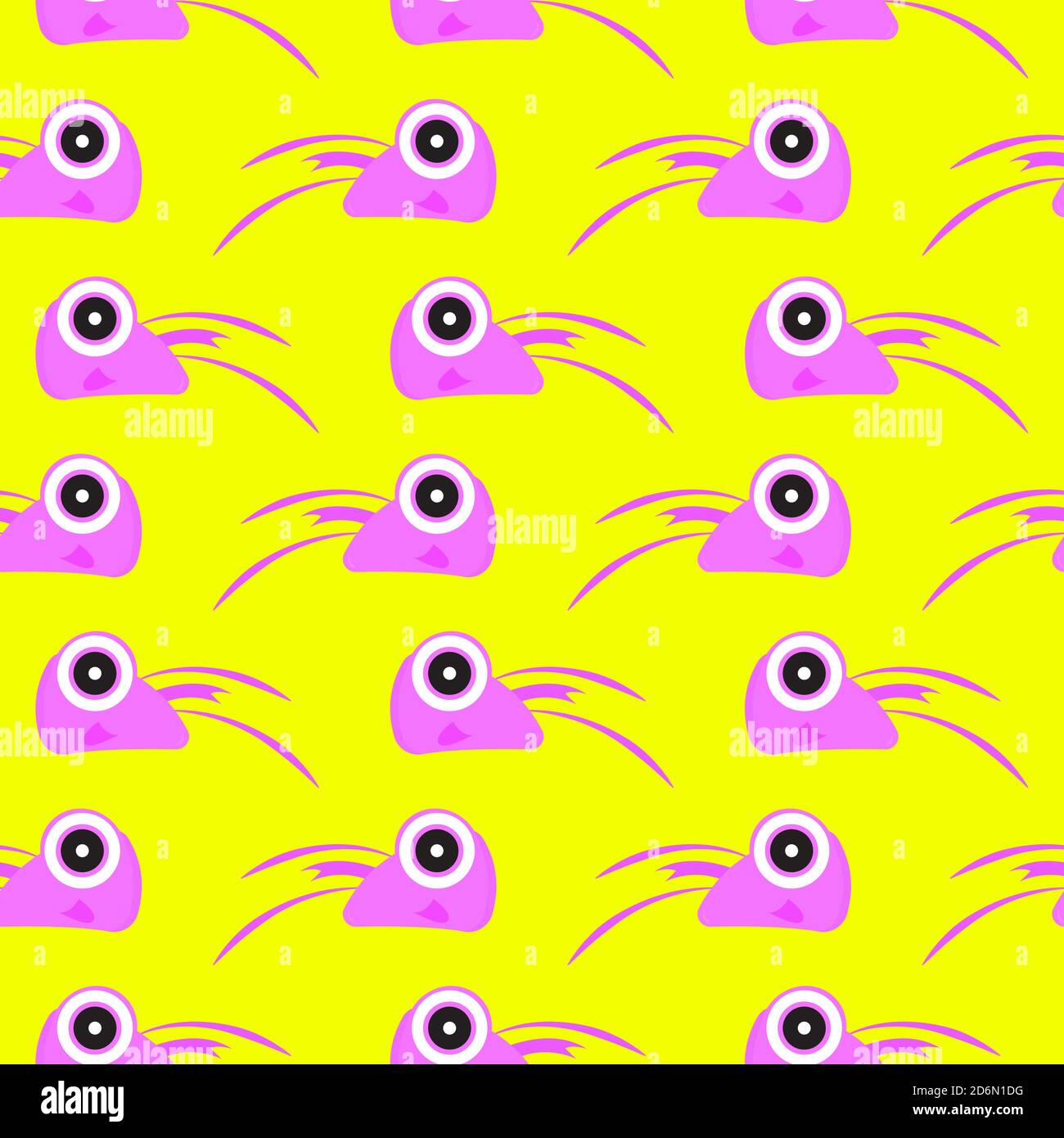 Shrimp head, seamless pattern on yellow background. Stock Vector