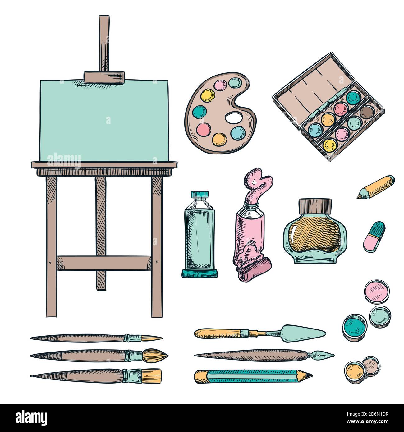 Art supplies vector vectors hi-res stock photography and images - Alamy