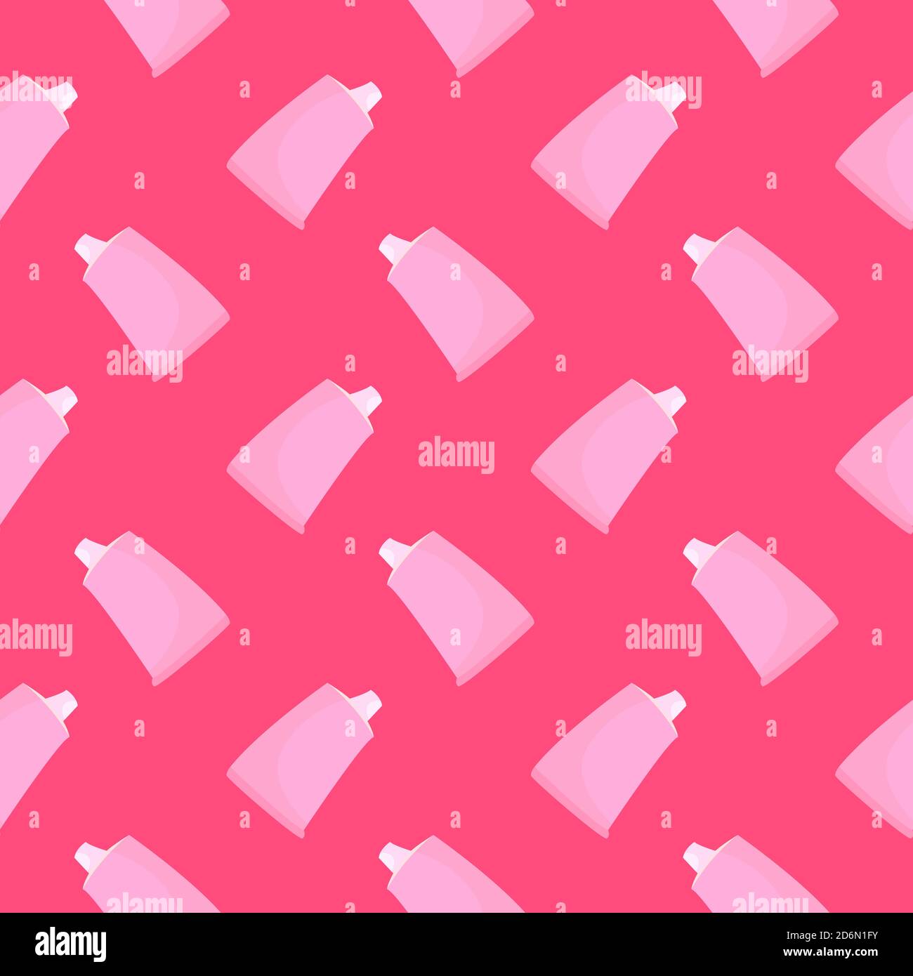 Pink Toothpaste, seamless pattern on hot pink background. Stock Vector