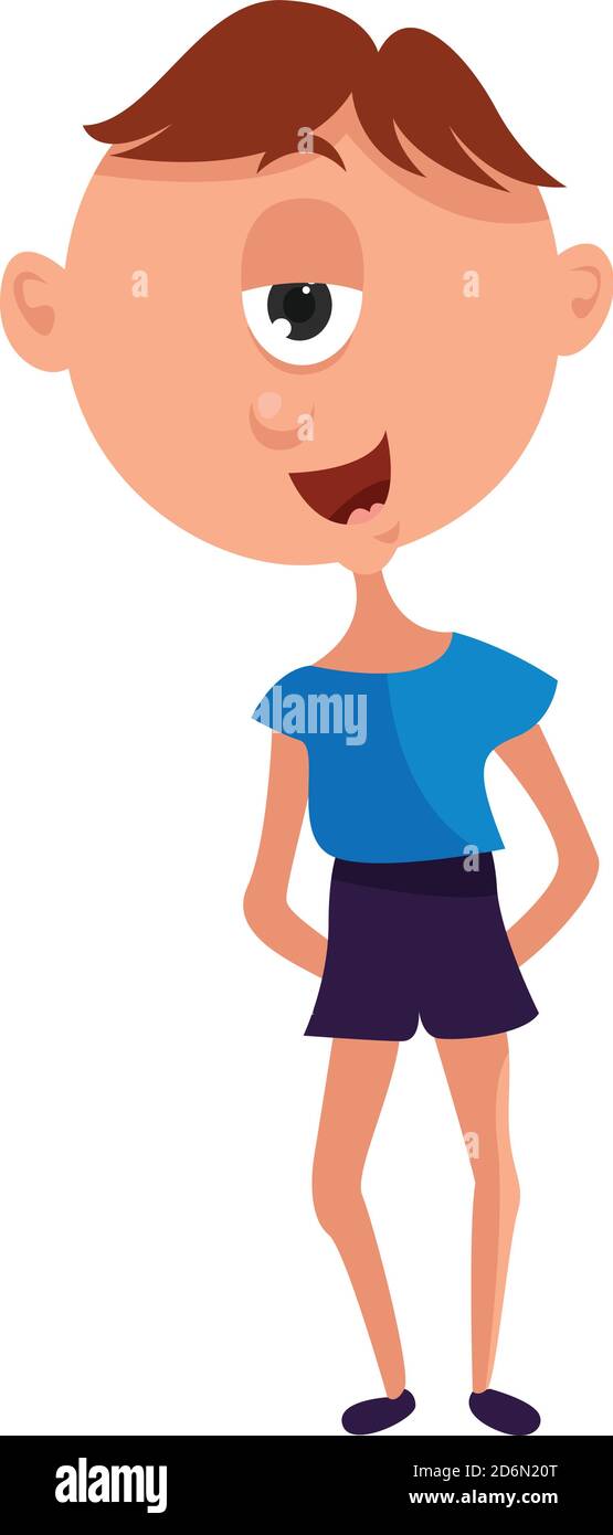 Boy cyclope, illustration, vector on white background Stock Vector