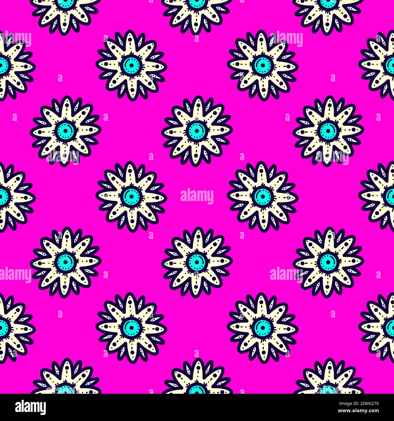 White flower, seamless pattern on hot pink background Stock Vector ...