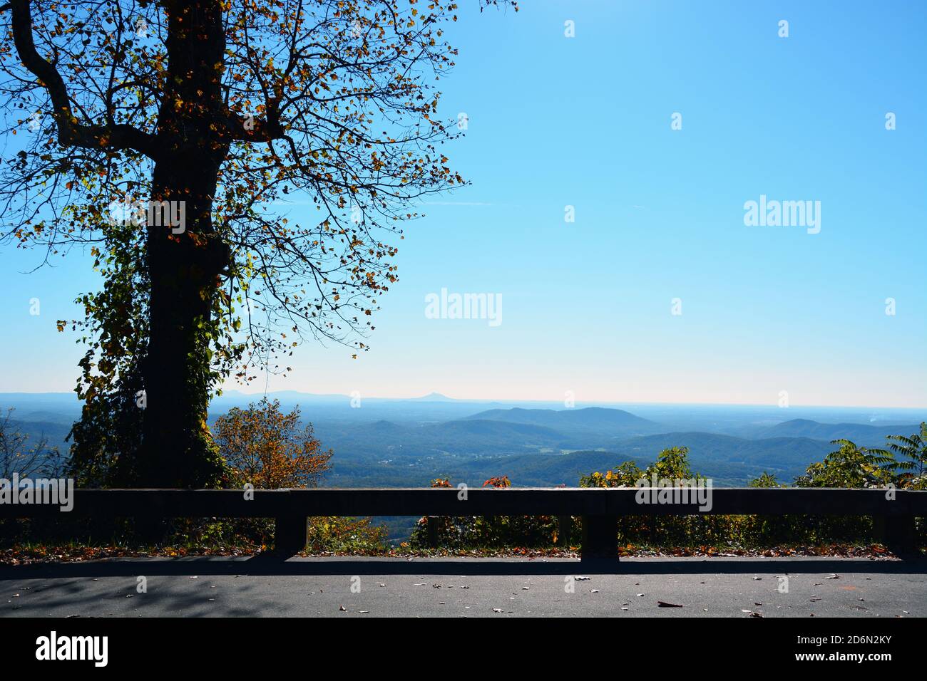 View from an overlook during fall in North Carolina on the Blue Ridge Parkway. Stock Photo