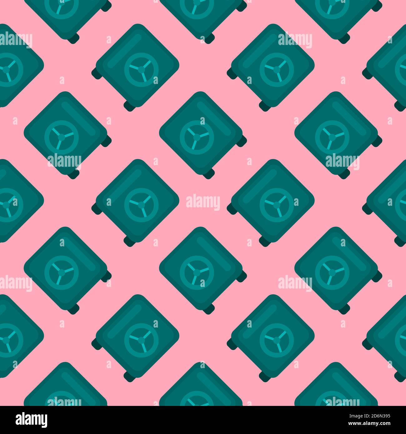 Green safe, seamless pattern on pink background. Stock Vector