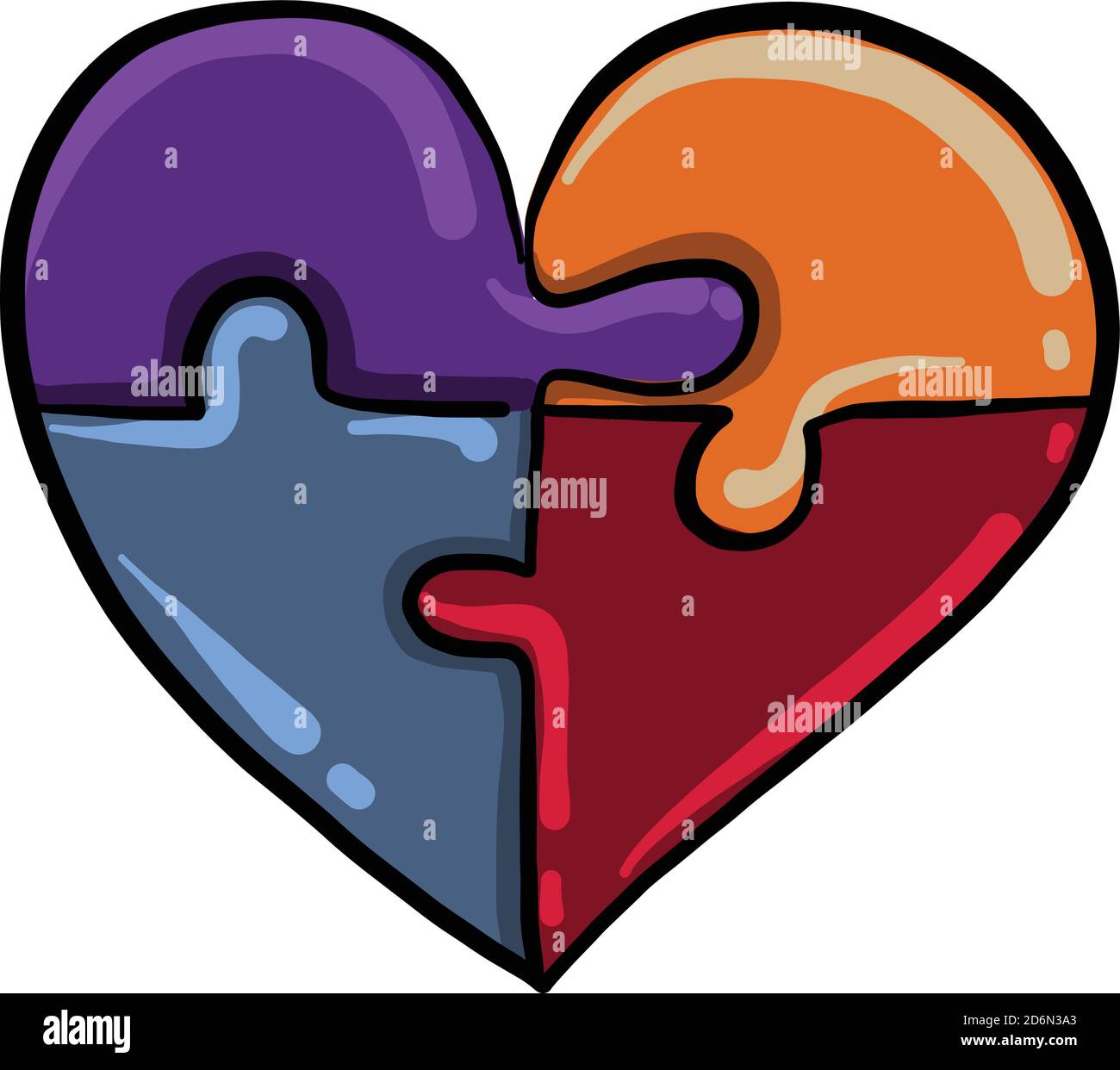 Puzzle heart, illustration, vector on white background Stock Vector ...