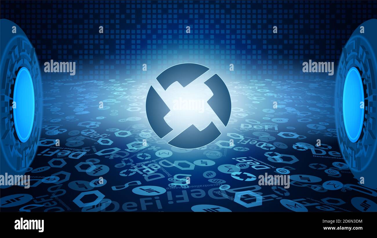 0x ZRX token symbol of the DeFi system shining in the rays of light.  Cryptocurrency logo icon. Decentralized finance programs. Vector EPS10  Stock Photo - Alamy