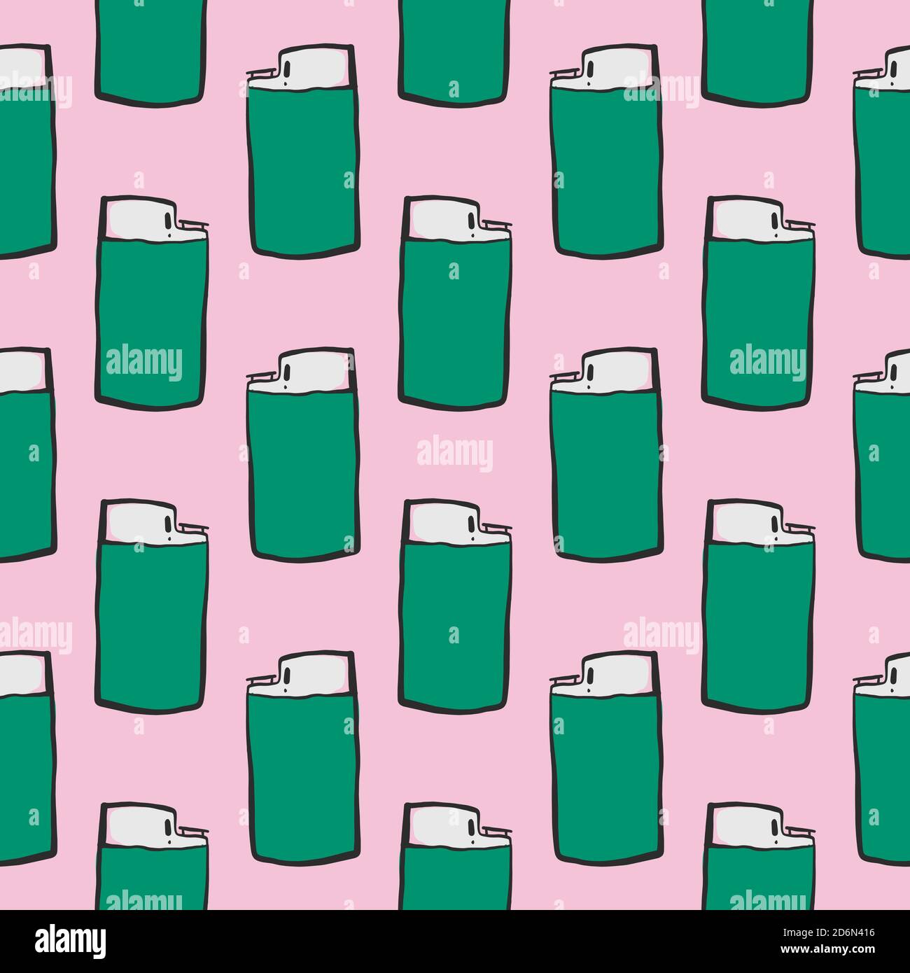 Green lighter, seamless pattern on pink background. Stock Vector