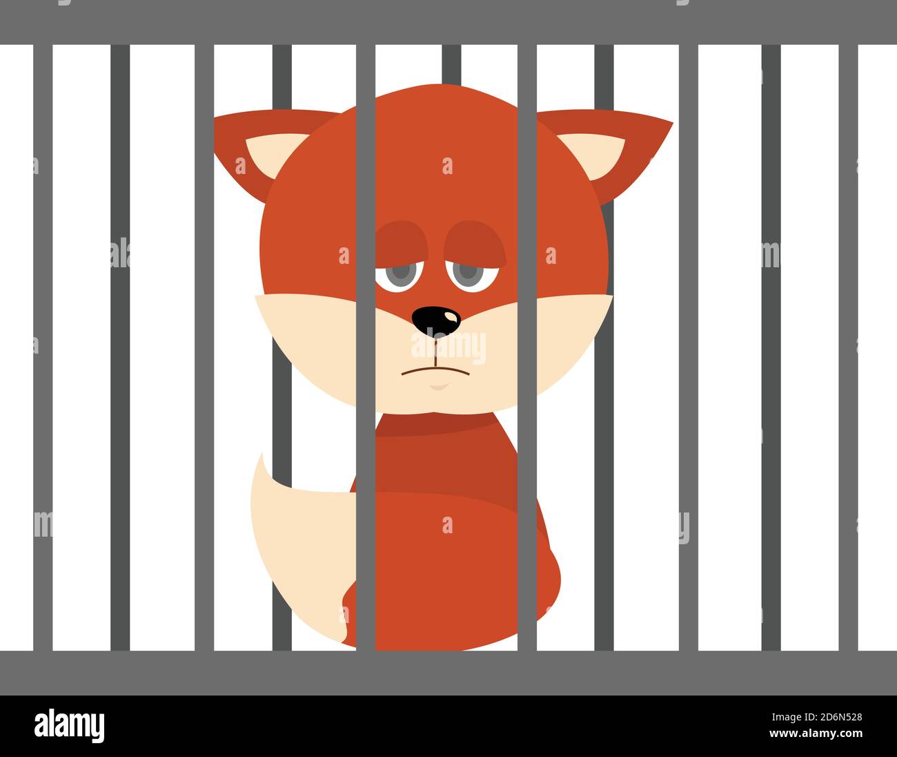 Fox in cage, illustration, vector on white background Stock Vector