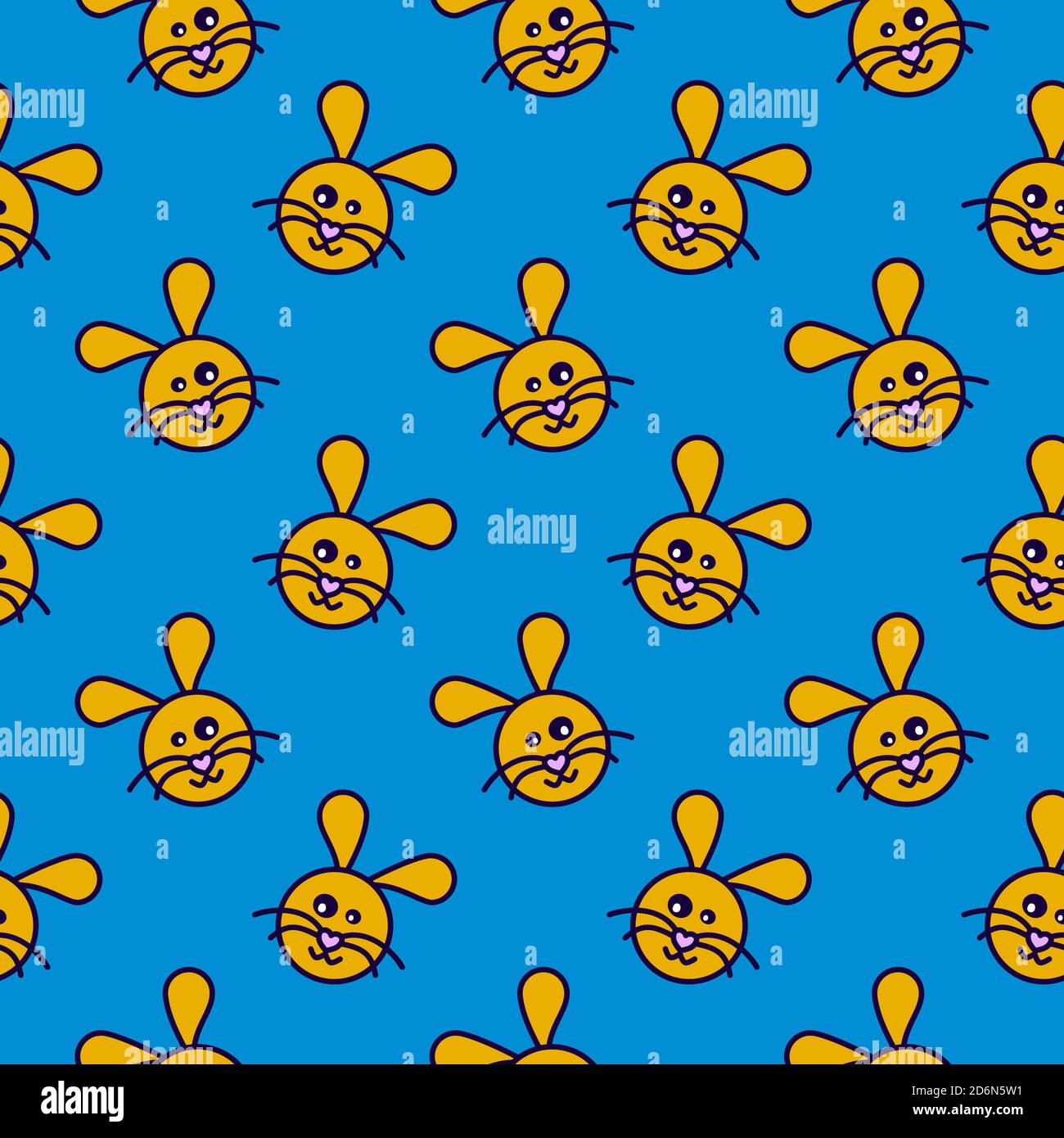 Orange hare head, seamless pattern on white background. Stock Vector