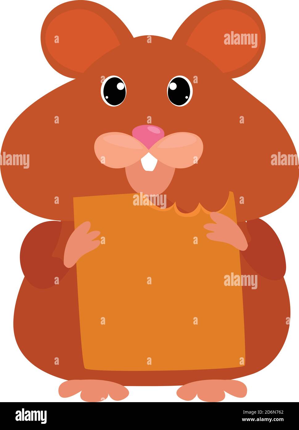 Hamster with cheese, illustration, vector on white background Stock Vector