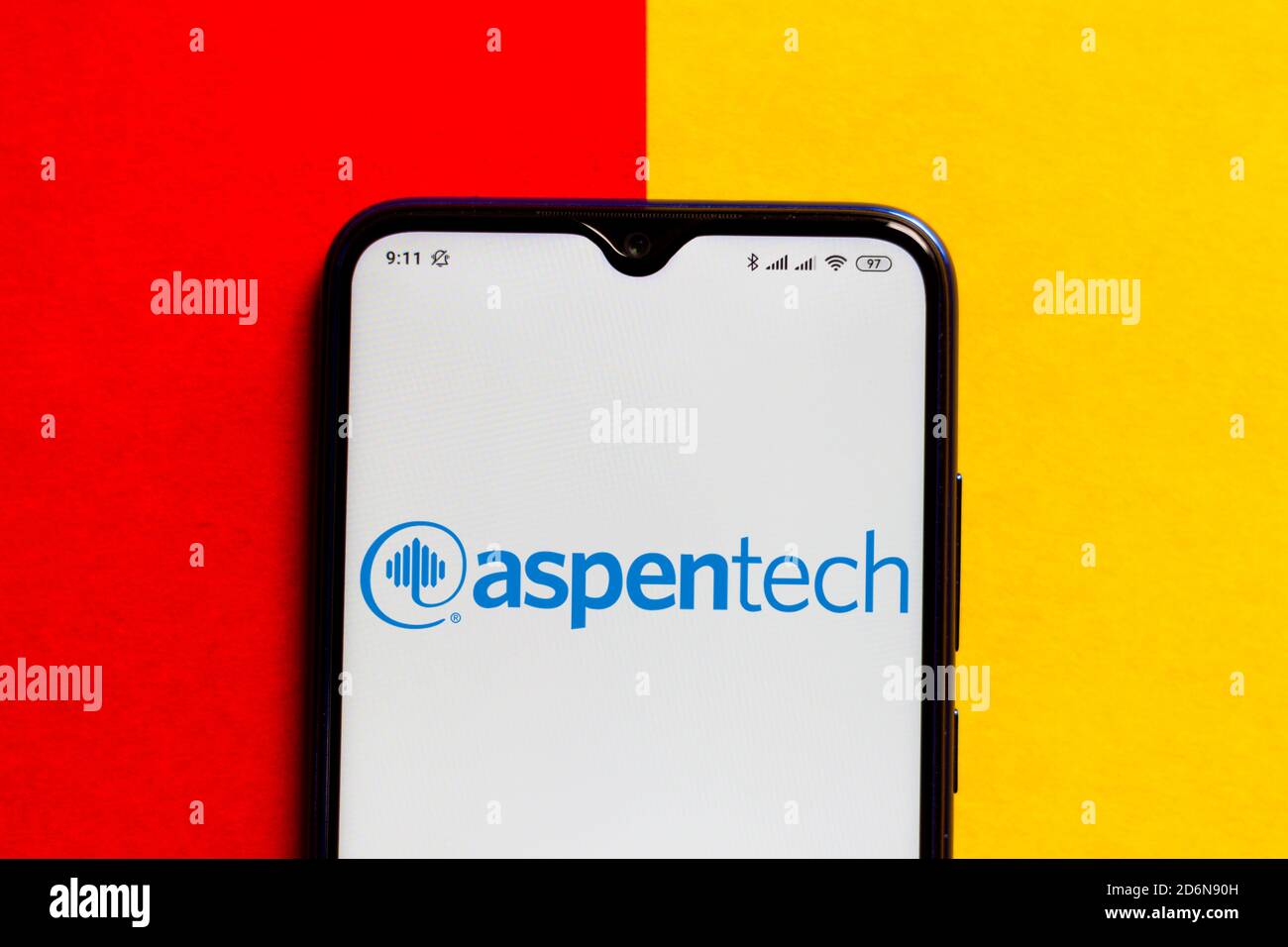 In this photo illustration the Aspen Technology (AspenTech) logo seen ...