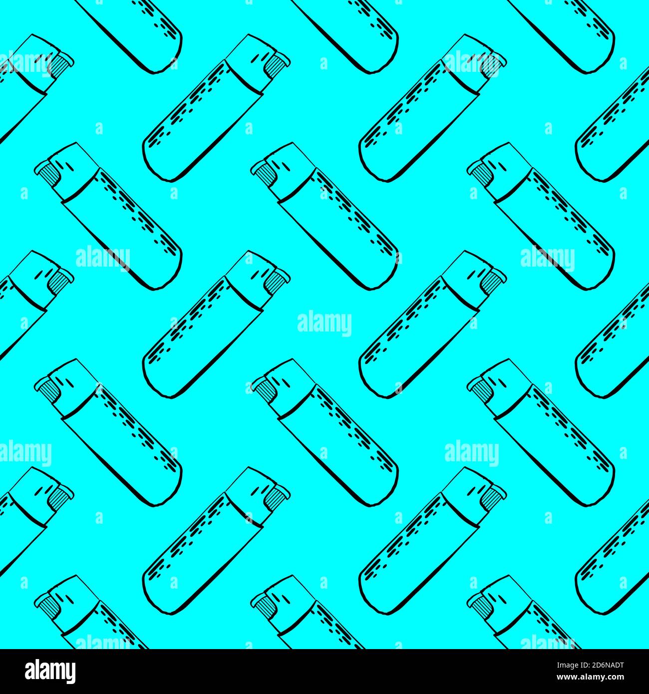 Blue lighter, seamless pattern on blue background. Stock Vector