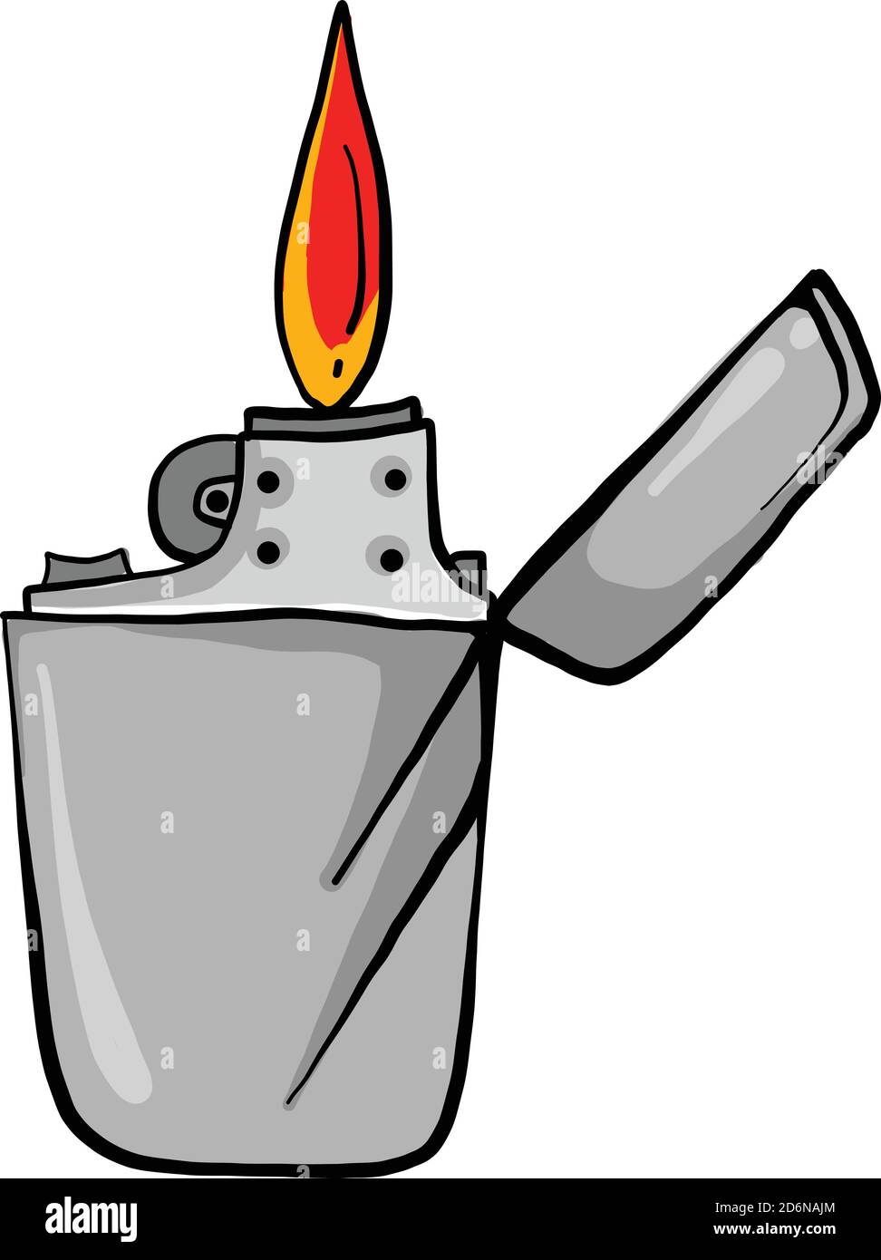 Zippo lighter, illustration, vector on white background Stock Vector