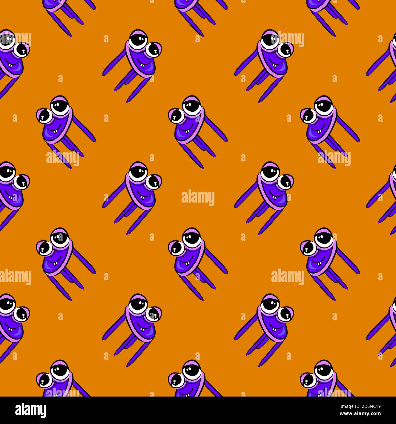Purple chairs, seamless pattern on orange background. Stock Vector