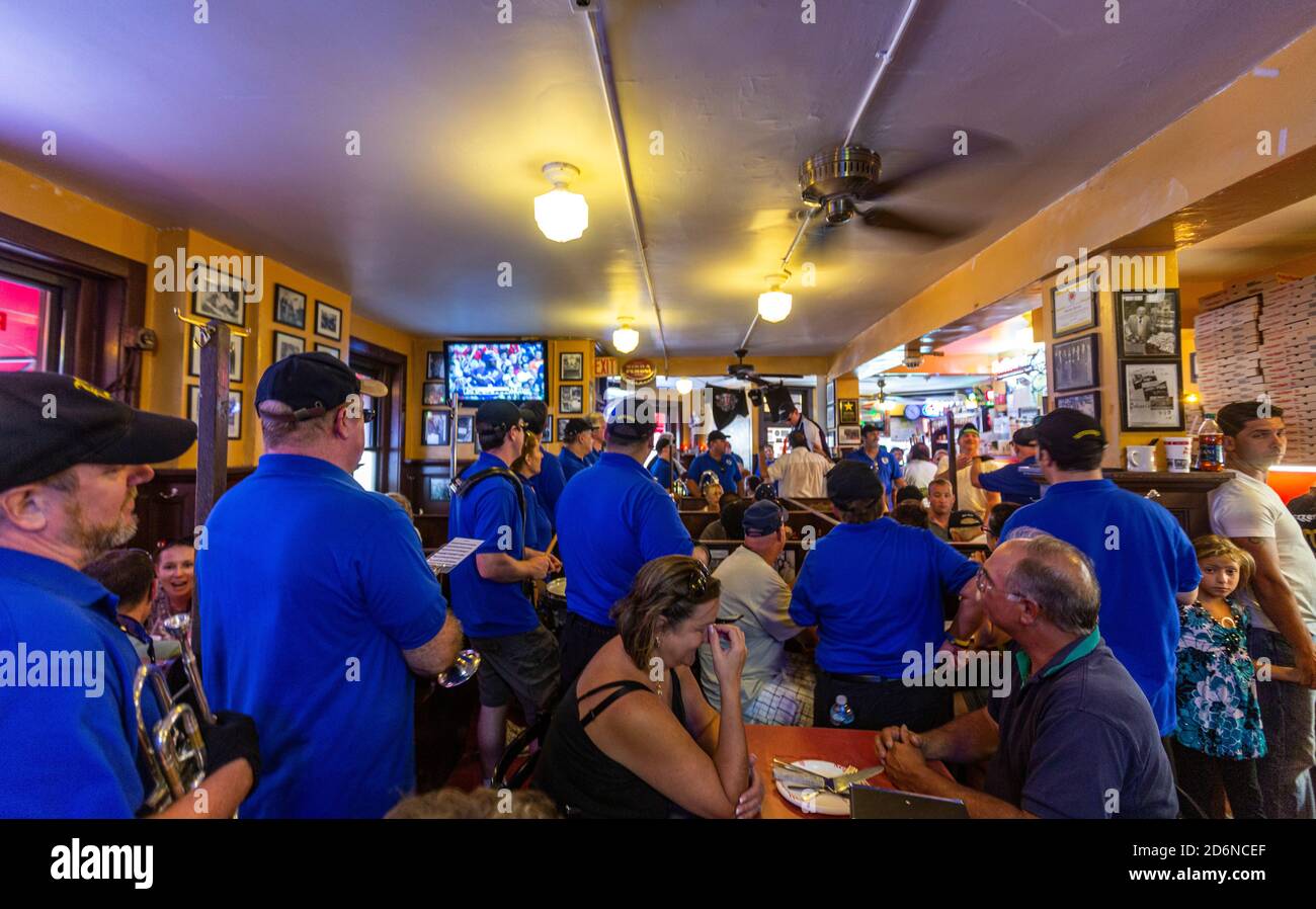 Band for St Anthony feast in Regina Pizzeria in Thacher Street in