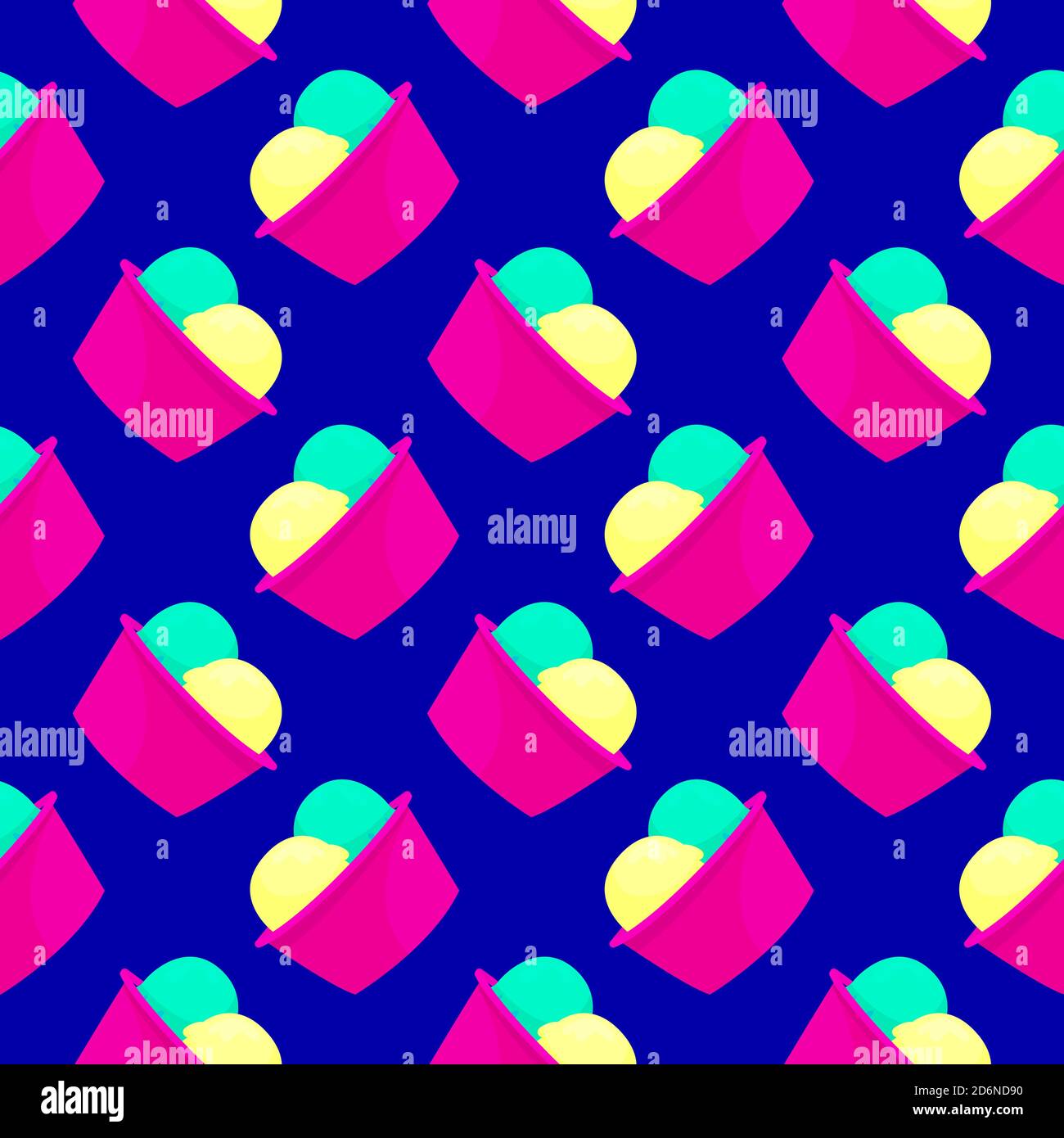 Small ice cream, seamless pattern on dark blue background. Stock Vector