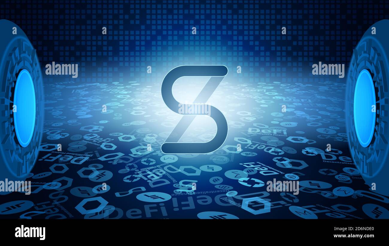 Synthetix Network Token SNX symbol of the DeFi system shining in the rays  of light. Cryptocurrency logo icon. Decentralized finance programs. Vector  E Stock Vector Image & Art - Alamy