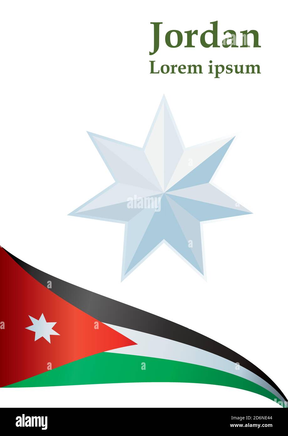 Flag of Jordan, Hashemite Kingdom of Jordan. Template for award design, an official document