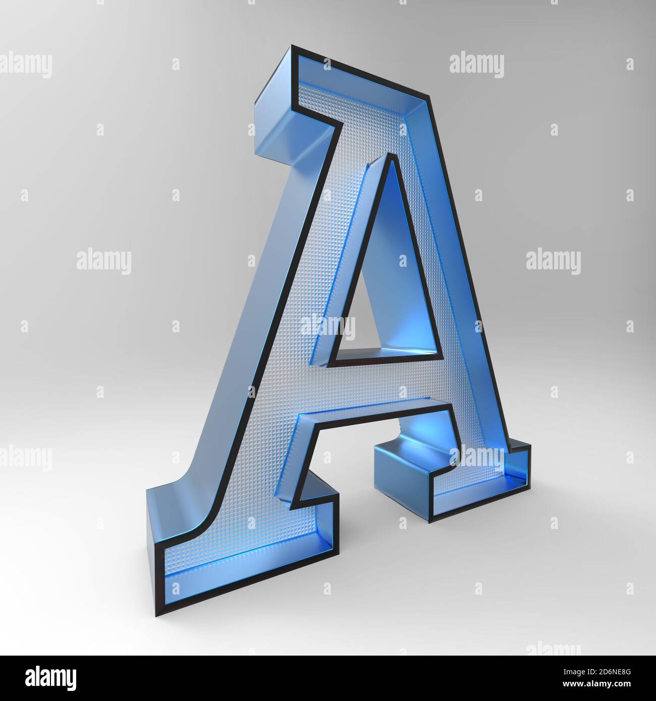 3D alphabet A design rendering with blurry glass material ...