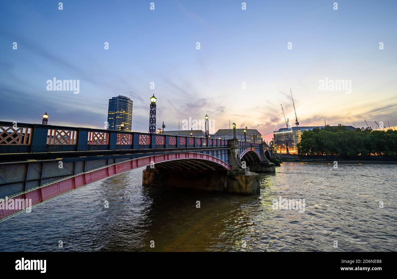 Lambeth Bridge in central London, UK. Lambeth Bridge spans the River