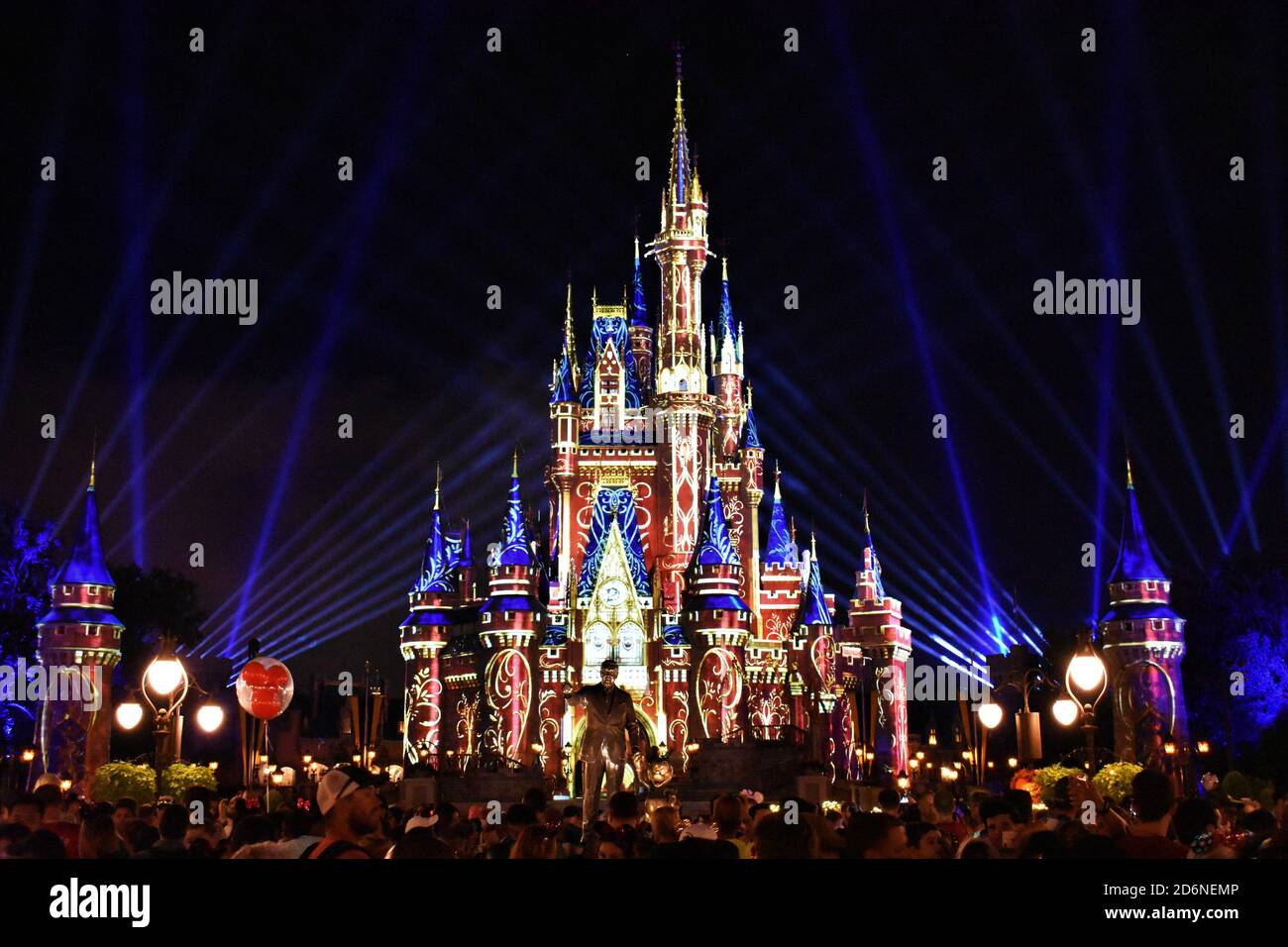 Disney Caste at night in Disney World Orlando Stock Photo