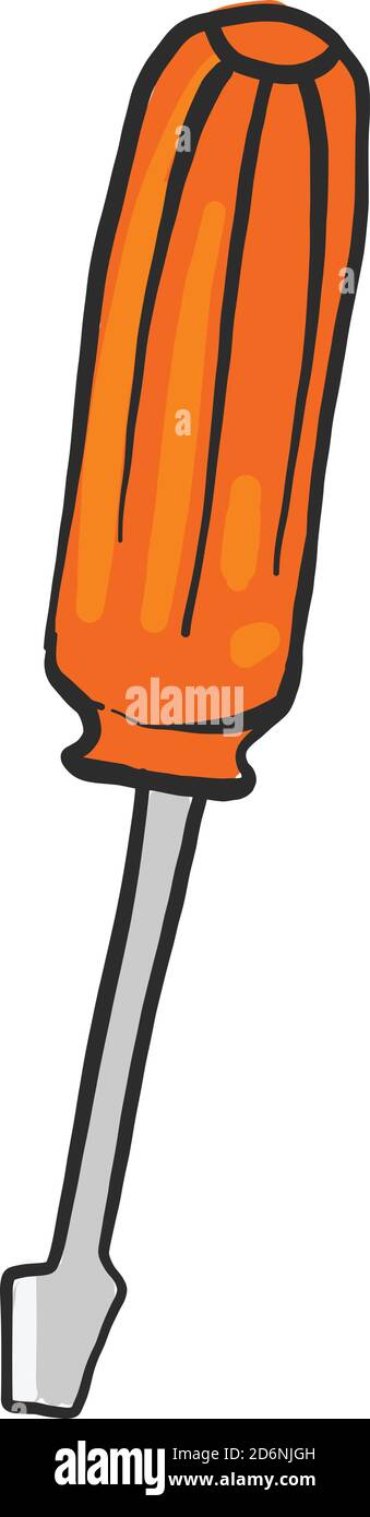 Orange screwdriver, illustration, vector on white background Stock Vector