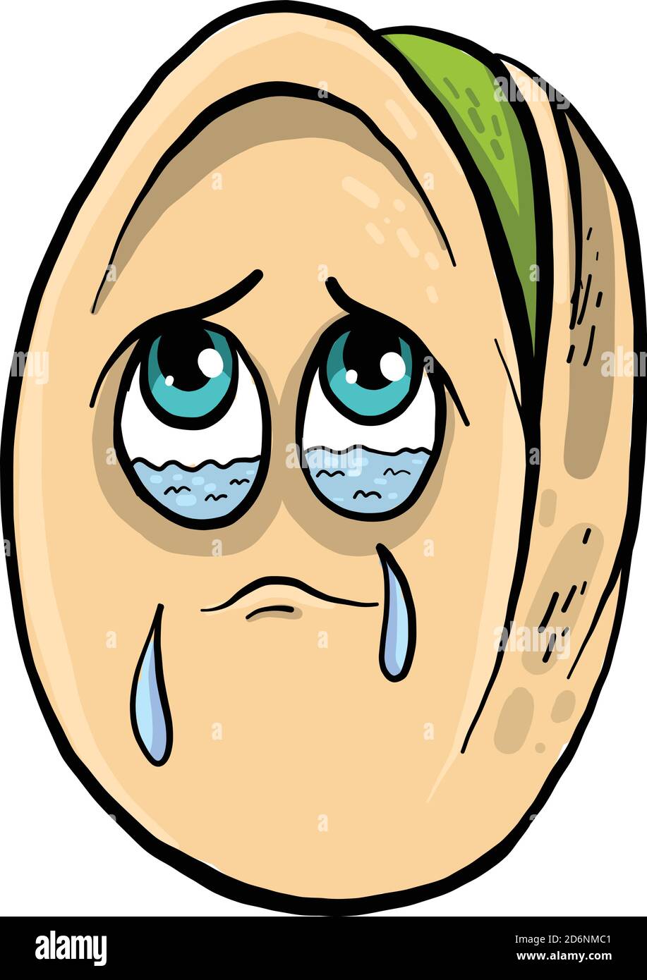 Crying pistachio, illustration, vector on white background Stock Vector